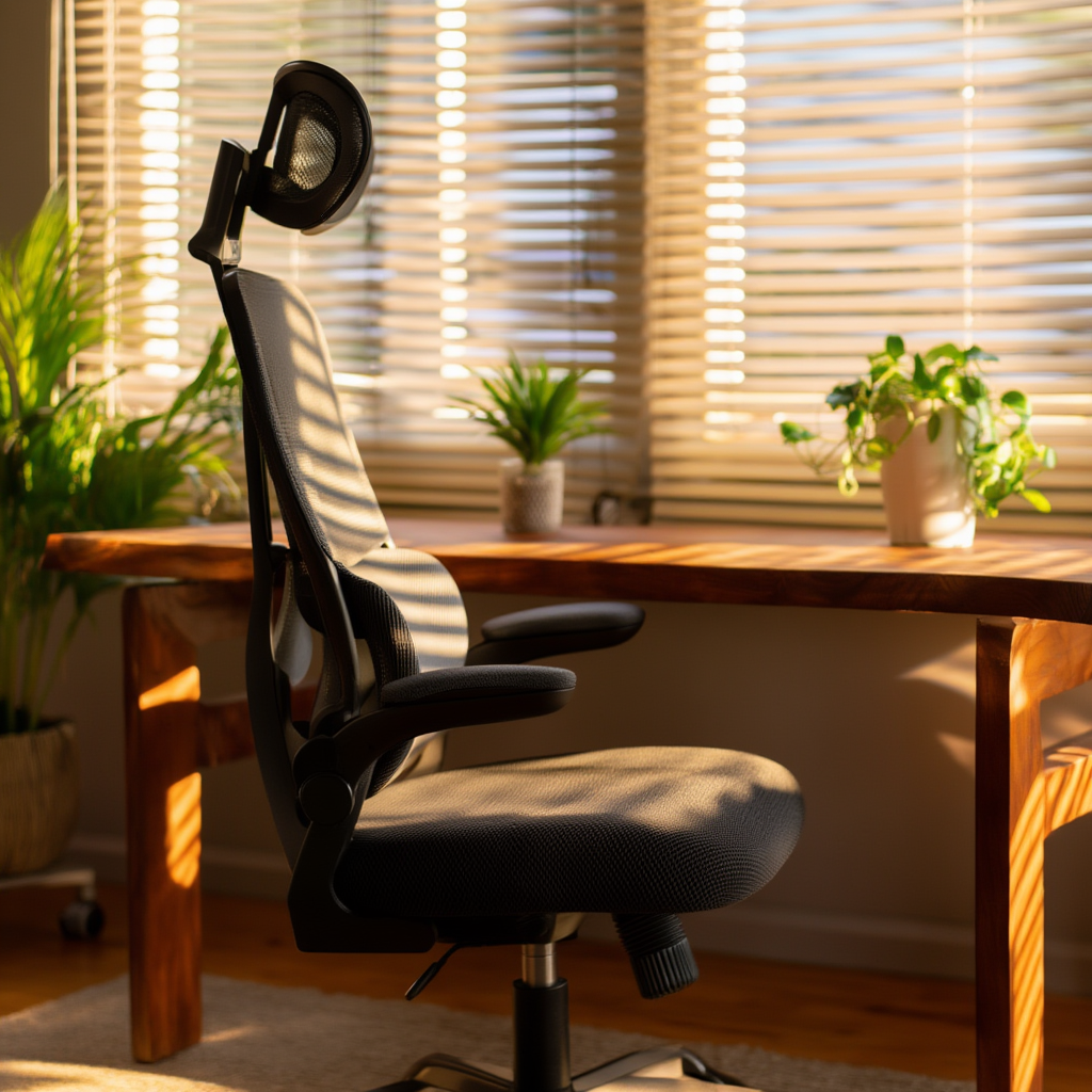 Advancd ergonomic office chair with mesh back, adjustable headrest and lumbar support