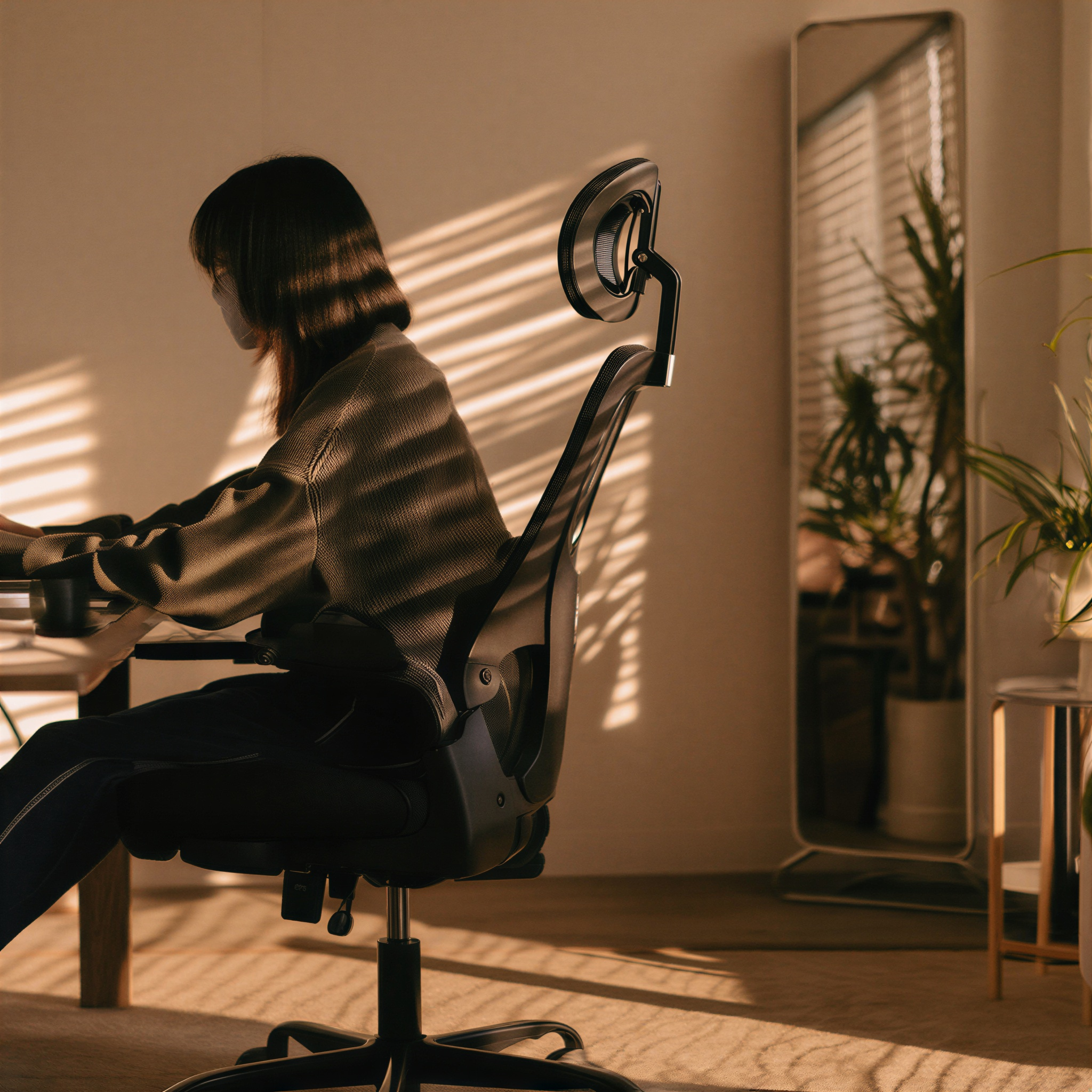 Advancd ergonomic office chair with mesh back, adjustable headrest and lumbar support